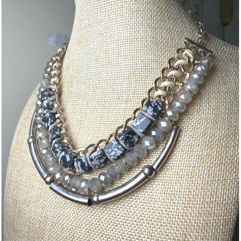 Chunky Mixed Media Industrial Statement Bib Necklace from Freedom at Topshop